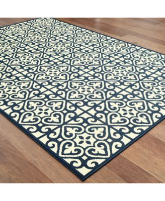 Oriental Weavers Marina 5927b Ivory Navy Indoor Outdoor Rug In Multi