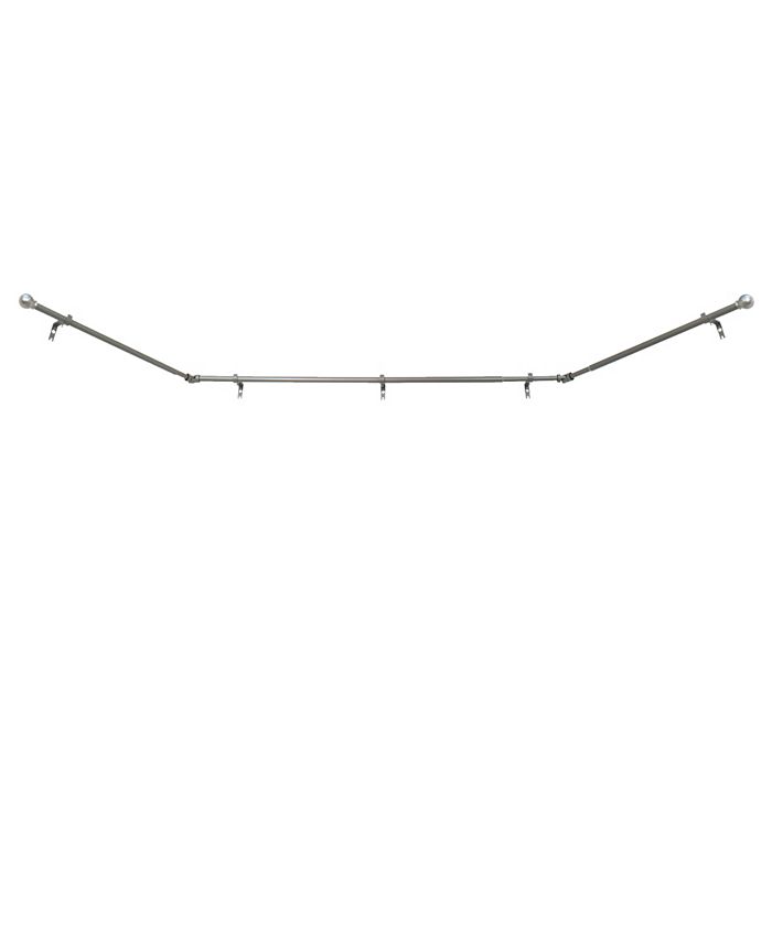 Decopolitan 3/4Inch Bay Window Ball Curtain Rod Set, Antique Silver