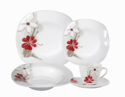 Porcelain 20 Piece Square Dinnerware Set Service for 4