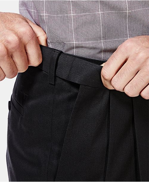 Haggar Men S Premium No Iron Khaki Classic Fit Pleat Hidden