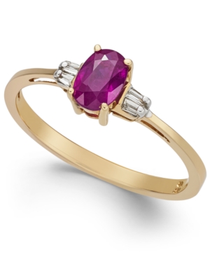 image of Ruby (5/8 ct. t.w.) & Diamond Accent Solitaire Ring in 14k Gold