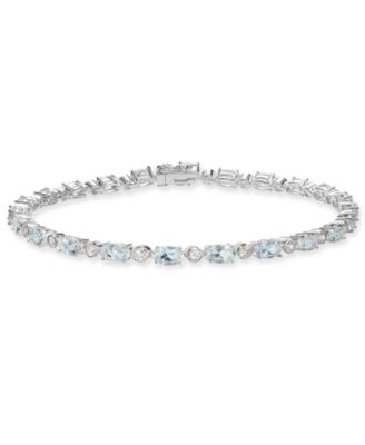 Macy's - Blue Topaz (8 ct. t.w) & White Topaz (7/8 ct. t.w.) Tennis Bracelet in Sterling Silver (Also Available In Aquamarine, Opal and Peridot)
