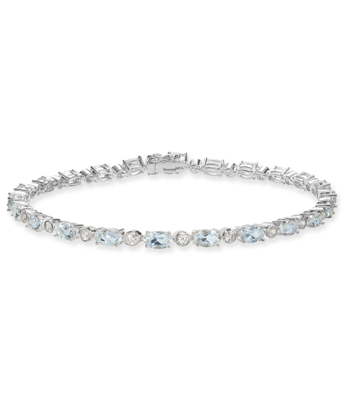 Blue Topaz (8 ct. t.w.) & White Topaz (7/8 ct. t.w.) Tennis Bracelet in Sterling Silver (Also Available  Peridot and Opal) - Aquamarine