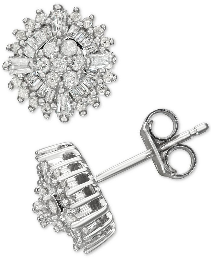 Macy's - Diamond Burst Stud Earrings (1/2 ct. t.w.) in Sterling Silver