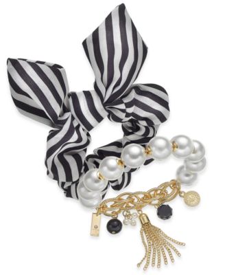 INC International Concepts - 2-Pc. Set Imitation Pearl Scrunchie Bracelet