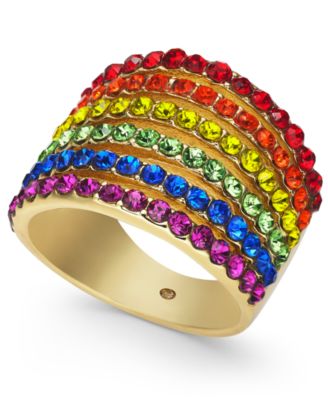 INC International Concepts - Gold-Tone Rainbow Pav&eacute; Multi-Row Ring