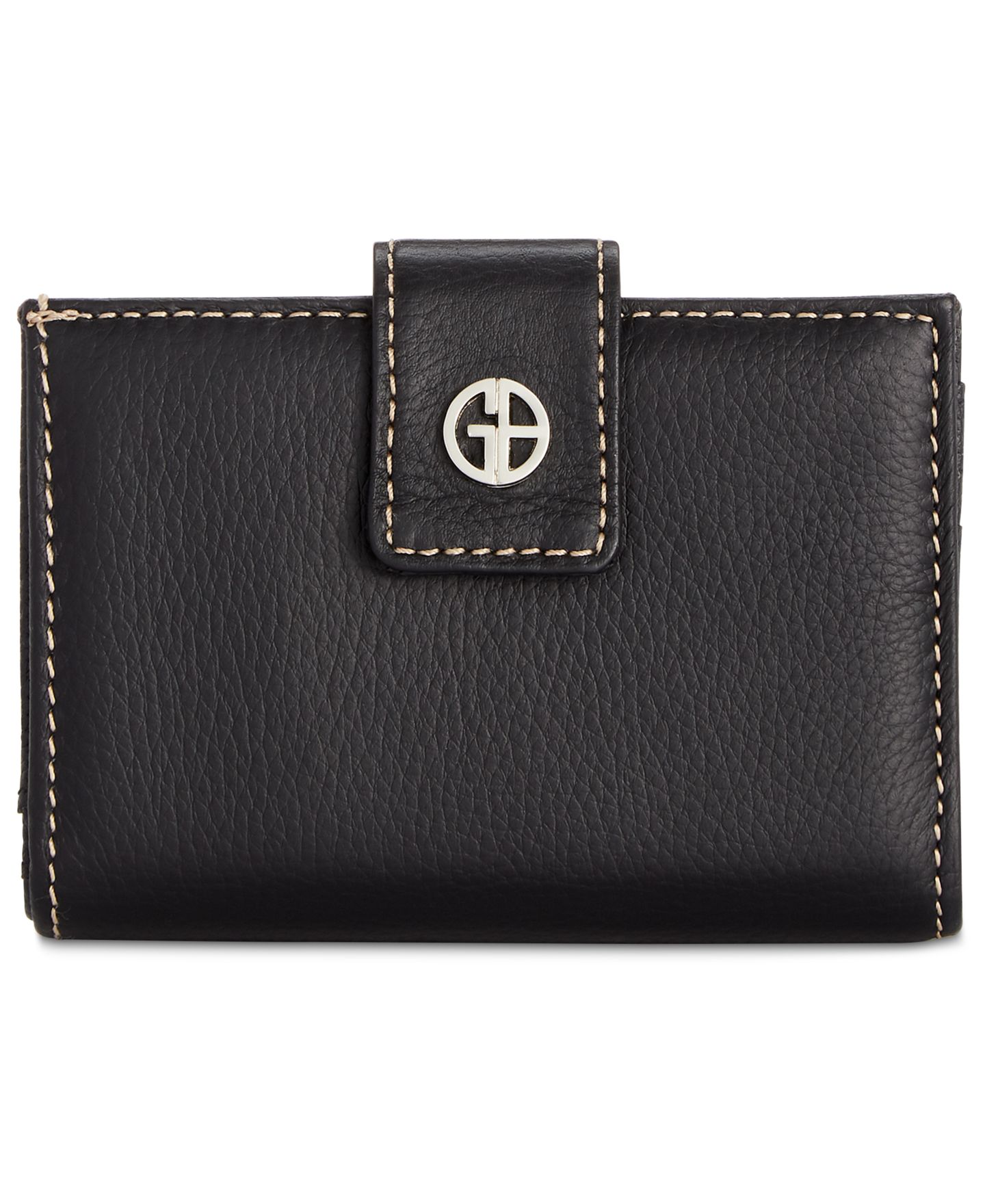 Женский кошелёк Giani Bernini Framed Indexer Leather Wallet, цвет: Чёрный / Серебряный — фото 1
