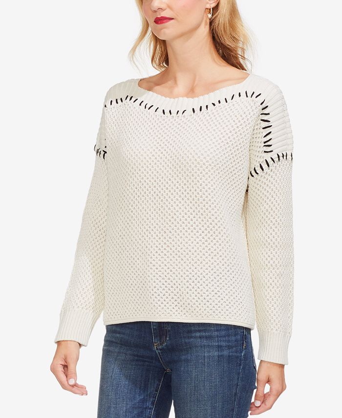 Vince Camuto Cotton Boat-Neck Sweater - Macy's