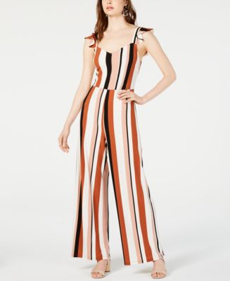 Bar III Flutter-Sleeve Striped Jumpsuit, Created for Macy's - Macy's