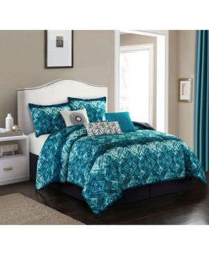 Nanshing Batique 7-piece California King Comforter Set Bedding In Black/teal