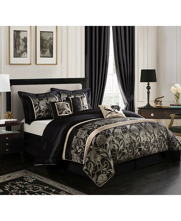Nanshing Mollybee 7-Piece Comforter Set, Black, King ...