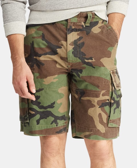 Мужские Polo Ralph Lauren Men's Big & Tall Relaxed Fit 10" Camouflage Cotton Cargo Shorts