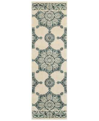 Oriental Weavers - Jayden 7416A Ivory/Blue 2'3" x 7'6" Runner Area Rug