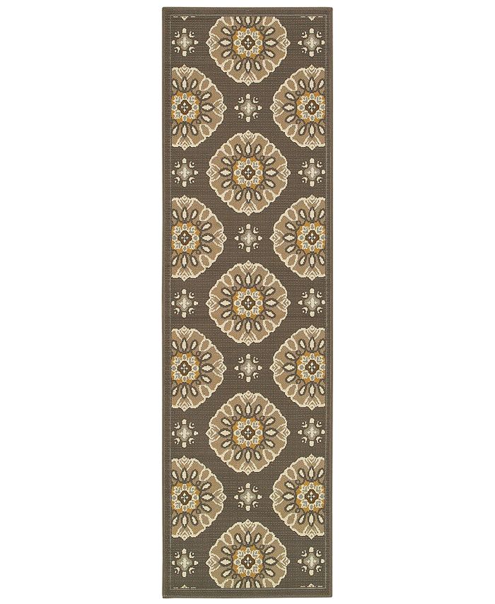 Oriental Weavers - Bali 5863N Gray/Gold 7'10" x 7'10" Indoor/Outdoor Runner Area Rug