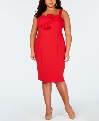 Love Squared - Trendy Plus Size Bow-Front Dress
