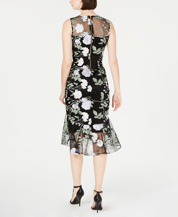 Calvin Klein Petite Embroidered Floral Flounce Dress - Macy's