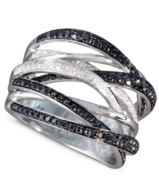EFFY Collection Caviar by EFFY Black and White Diamond Ring 3 4 ct. t.w. in 14k White Gold Macy s