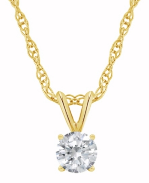 image of Certified Round Diamond Solitaire Pendant Necklace (1/3 ct. t.w.) in 14k White Gold or Yellow Gold