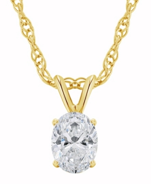 image of Certified Oval Diamond Solitaire Pendant Necklace (1/2 ct. t.w.) in 14k White Gold or Yellow Gold
