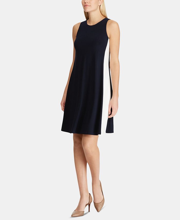 Lauren Ralph Lauren Two-Tone Jersey Dress - Macy's