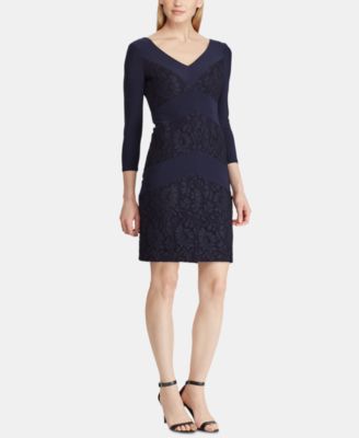 ralph lauren lace trim jersey dress