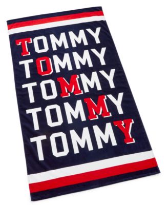 NEW TOMMY HILFIGER WHITE+BLUE ANCHOR CHAIN,RED,100/% COTTON BEACH TOWEL 35/"x 66/"