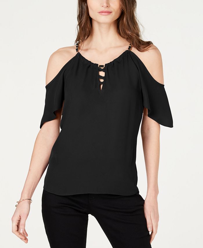 INC International Concepts INC Lace-Up Cold-Shoulder Top, Created for ...