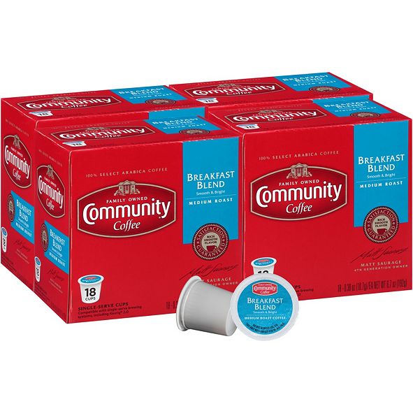 Community Coffee Breakfast Blend Medium Roast Single Serve Pods, Keurig