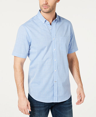 Club Room Men's Texture Check Stretch Cotton Shirt, Created for Macy's ...