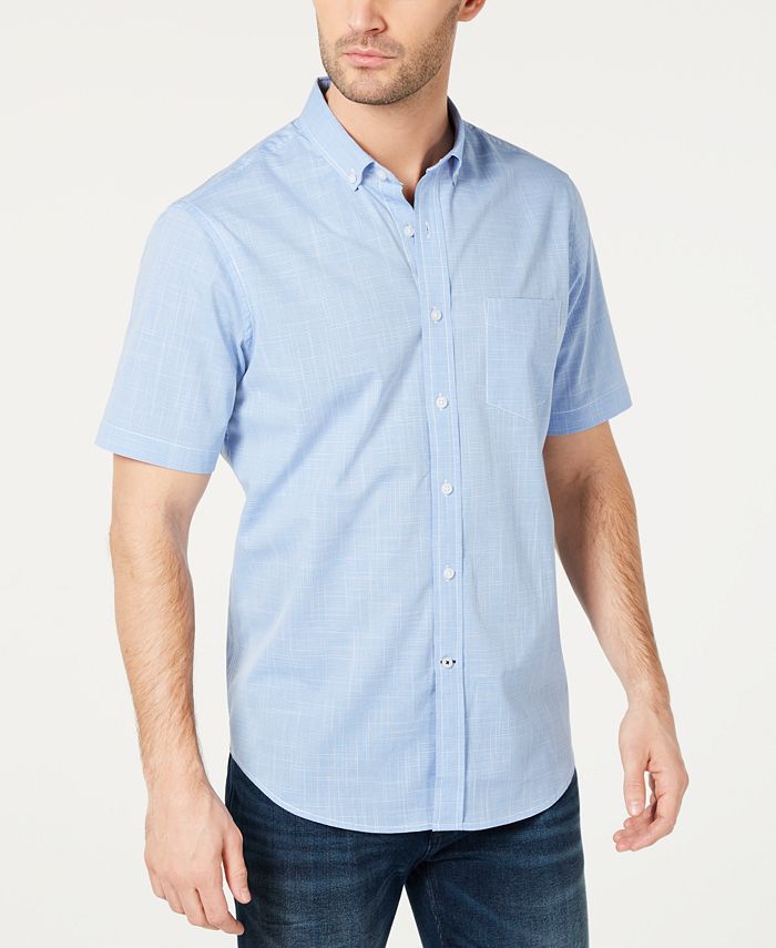 Club Room Men's Texture Check Stretch Cotton Shirt, Created for Macy's ...