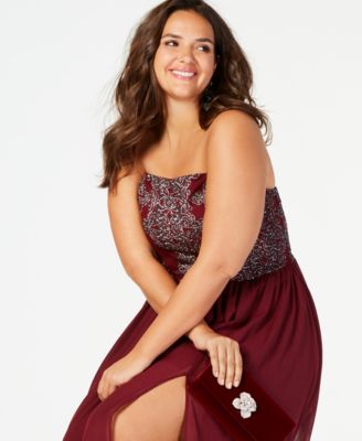 Speechless Trendy Plus Size Caviar Beaded Strapless Gown, Created for Macy's