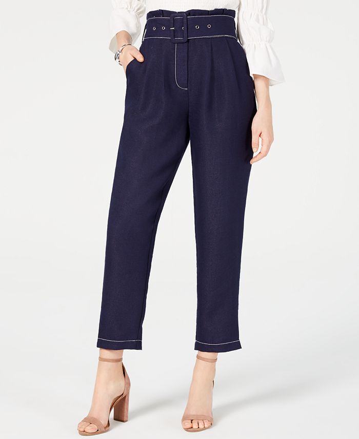 Moon River Belted Paper Bag Pants - Macy's