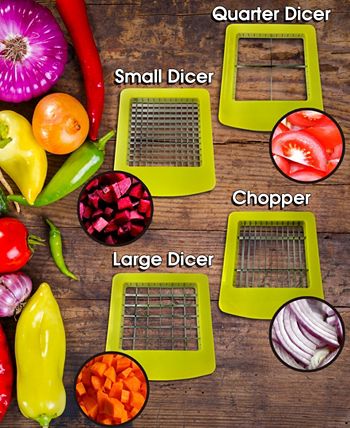 MegaChef 10-in-1 Multi-Use Salad Spinning Slicer, Dicer and Chopper with Interchangeable Blades