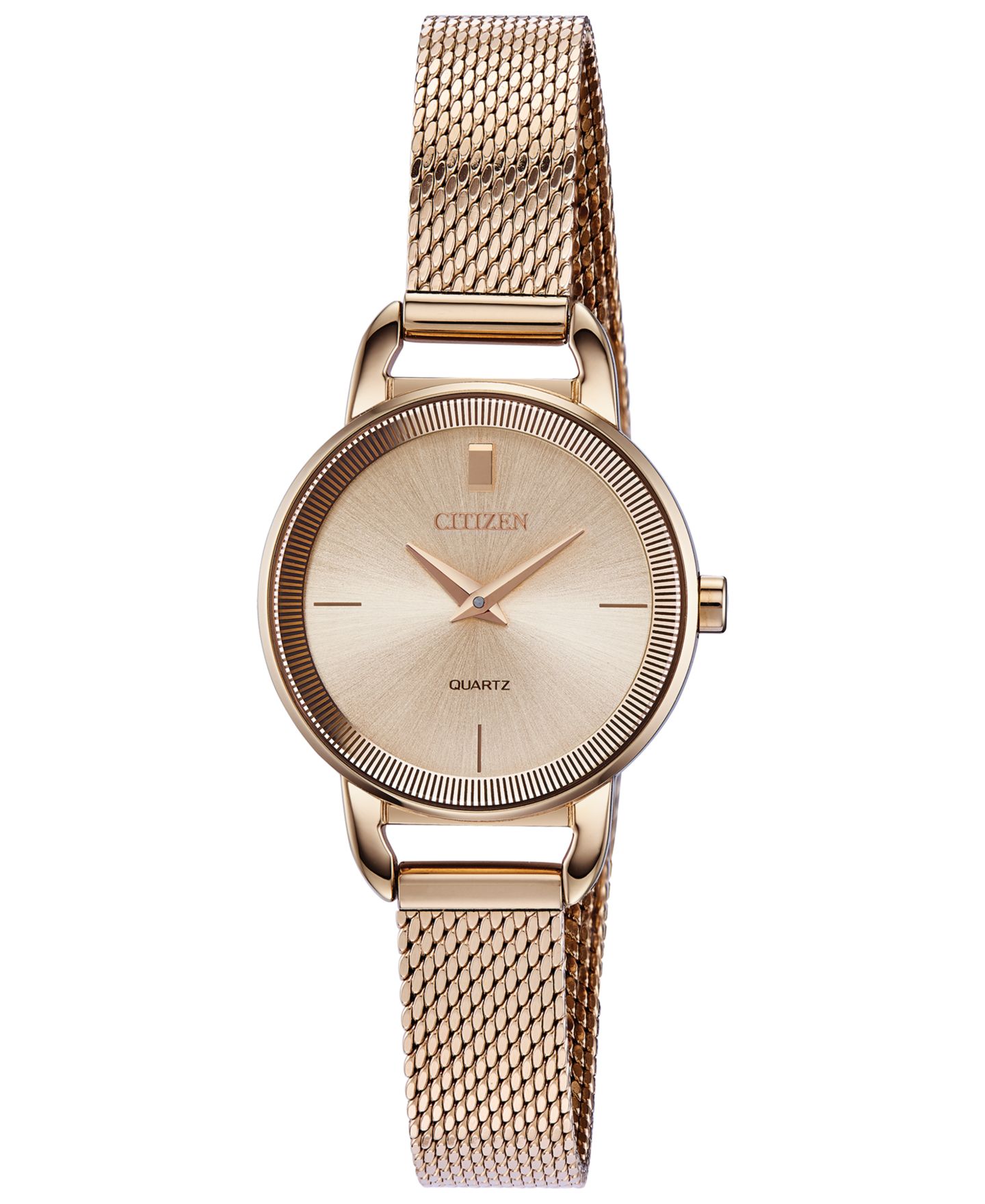 Женские часы Citizen Quartz Rose Gold-Tone Stainless Steel Mesh Bracelet Watch 26mm — фото 1