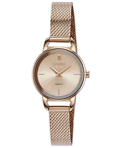 Citizen Women S Quartz Rose Gold Tone Stainless Steel Mesh Bracelet Watch 26mm Reviews All Fine Jewelry Jewelry Watches Macy S