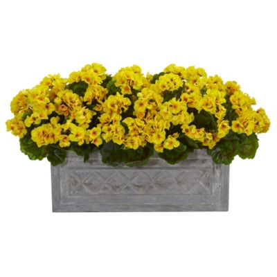 18" Geranium Artificial Plant in Stone Planter