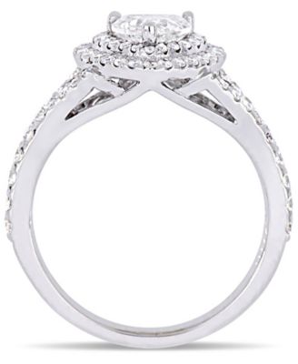 Certified Diamond (1 ct. t.w.) Heart-Shape Double Halo Engagement Ring in 14k White Gold