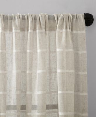 Twill Stripe Anti-Dust Linen Blend Sheer Curtain Panel