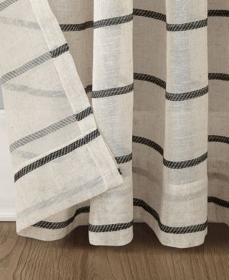 Twill Stripe Anti-Dust Linen Blend Sheer Curtain Panel