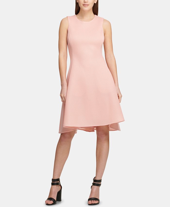 DKNY Mesh Sleeveless Fit & Flare Dress - Macy's