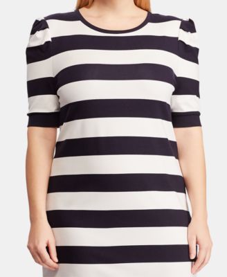 Lauren Ralph Lauren Plus Size Striped Puff-Sleeve Dress