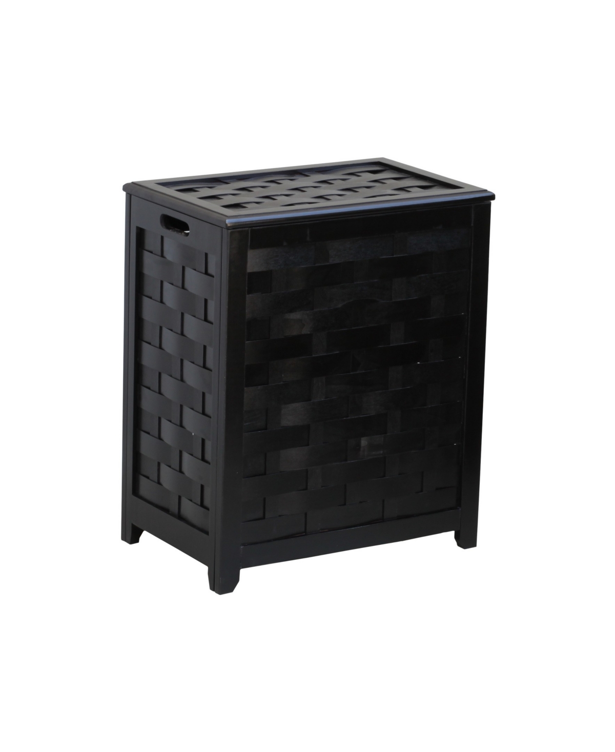 Rectangular Veneer Laundry Wood Hamper with Interior Bag - Dark Mahog