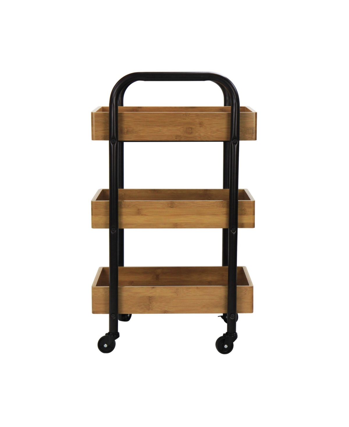 Portable Storage Cart with 3 Easy Removable Bamboo Trays - Bronze
