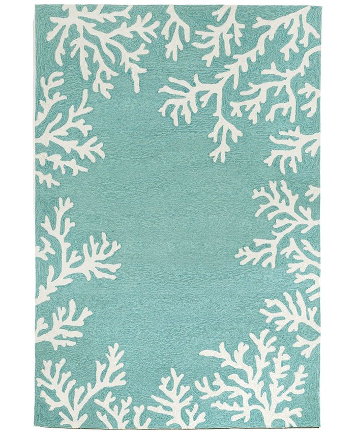 Liora Manne' Capri 1620 Coral Border 8' Indoor/Outdoor Round Area Rug