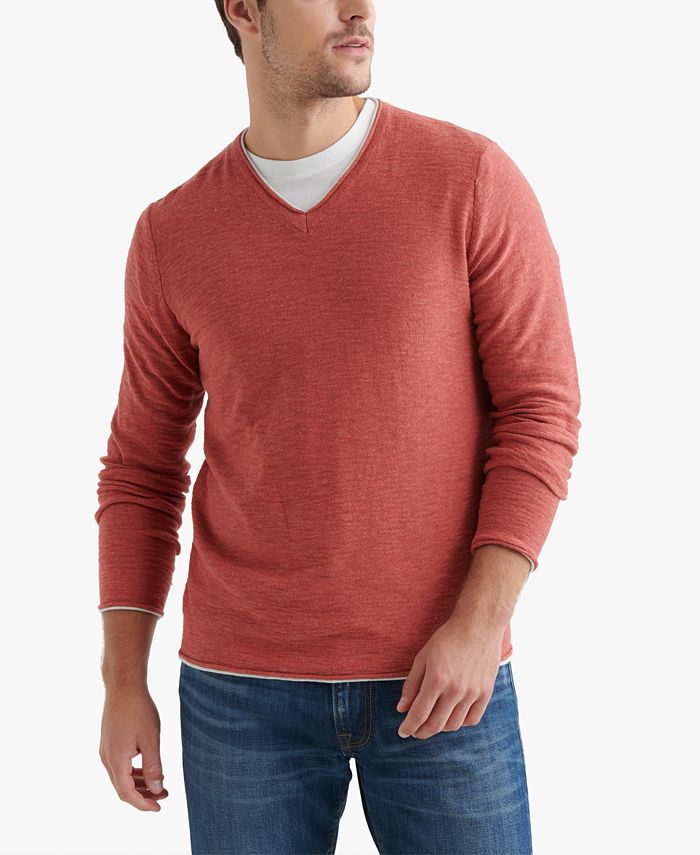 Lucky Brand Men's Textured V-Neck Sweater - Macy's