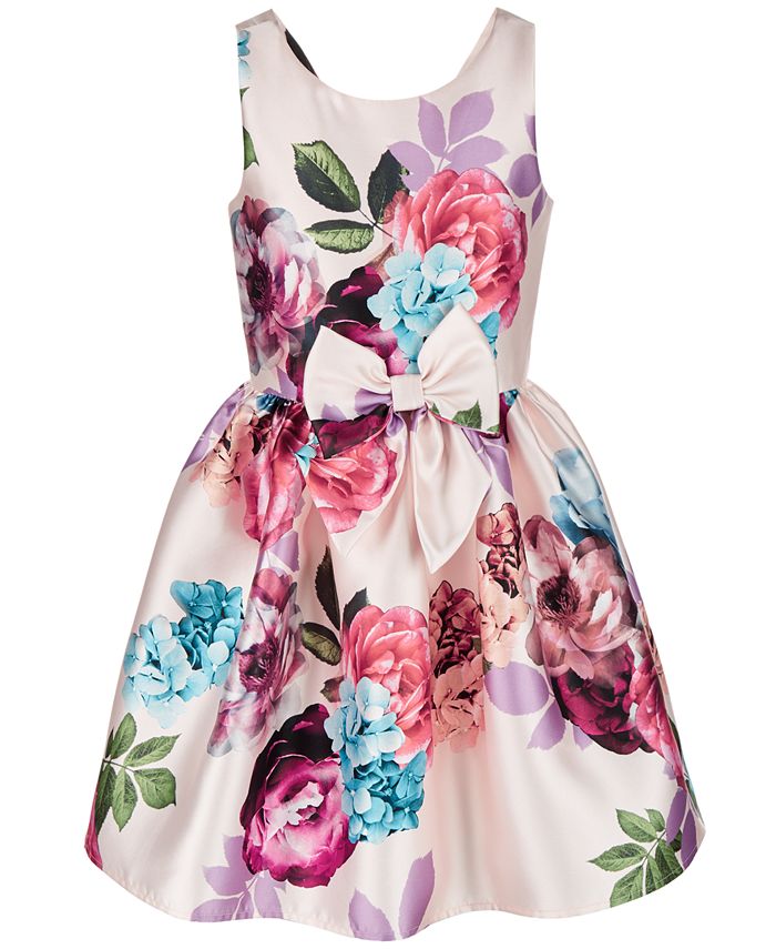 Pink & Violet Big Girls Bow-Front Floral-Print Dress - Macy's