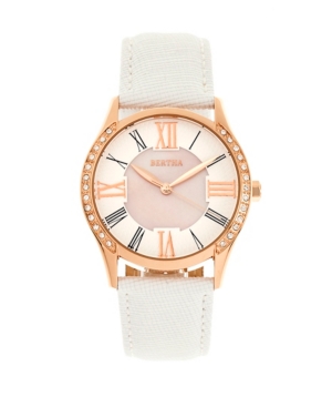 image of Bertha Quartz Sadie White Genuine Leather Watch, 36mm