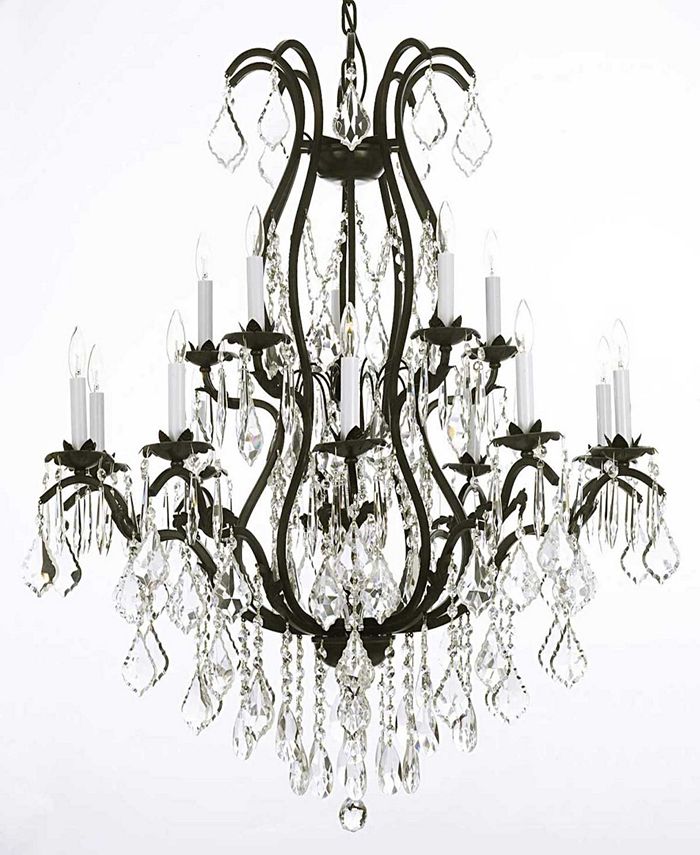 Harrison Lane Versailles 15 Light Black, Versailles Wrought Iron And Crystal Chandeliers