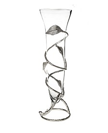 Removable Glass Vase with Nickel Leaf Design Base