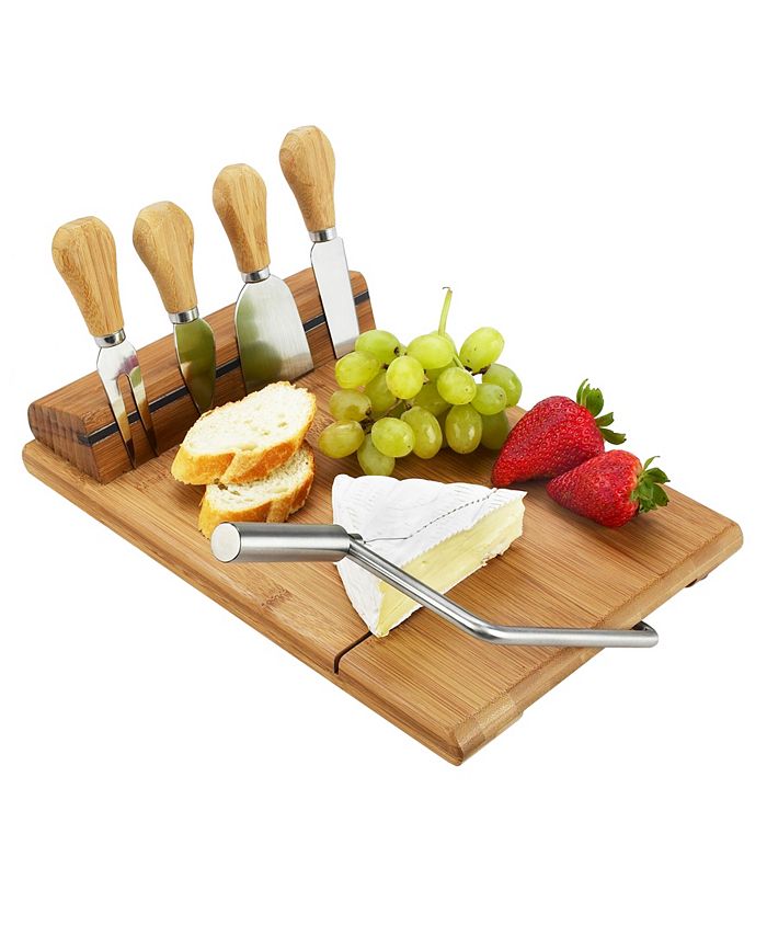 Picnic At Ascot Stilton Bamboo Cheese Board Set with Wire Slicer and 4